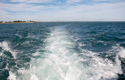 View of sea against blue sky