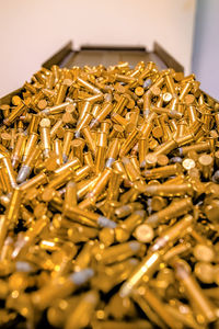 Close-up of bullets in container