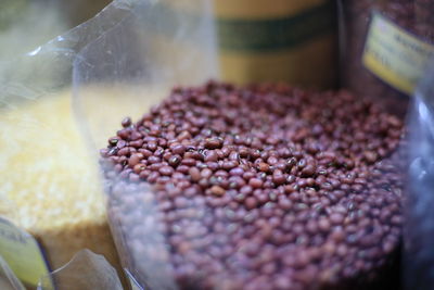 High angle view of adzuki beans for sale at market stall