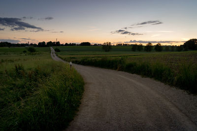 Scenic view of field against sky at sunset