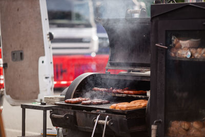 Meat on barbecue grill