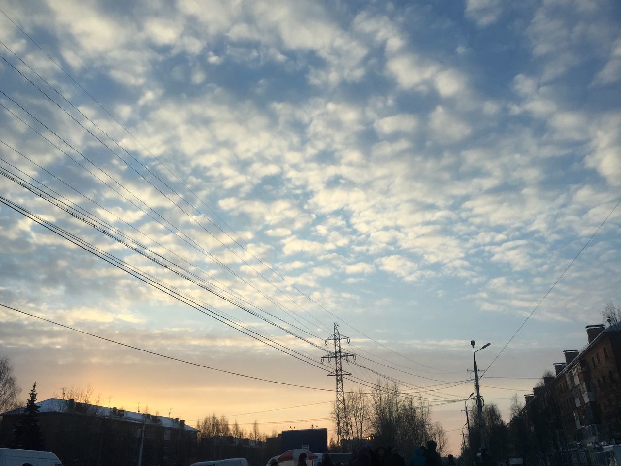 LOW ANGLE VIEW OF SILHOUETTE ELECTRICITY PYLON AGAINST SKY DURING SUNSET