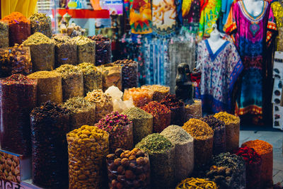 Various food for sale at market stall