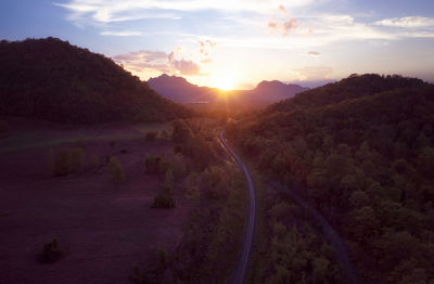 Scenic view of landscape against sky during sunset