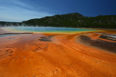 Scenic view of lake against blue sky