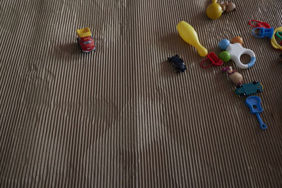 High angle view of toy on table