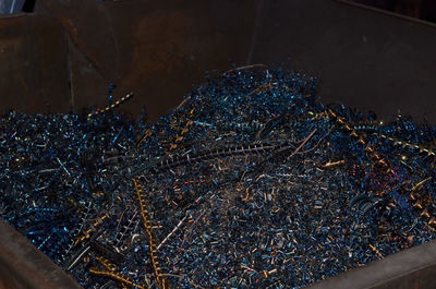 High angle view of firework display