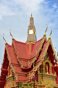 Low angle view of temple building against sky