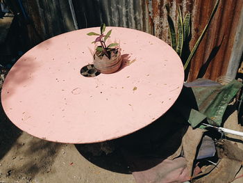 Close-up high angle view of table