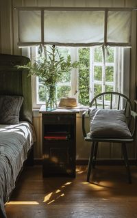 Empty chairs on table at home