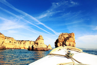 Cropped boat sailing on sea