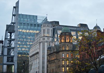 Low angle view of buildings against sky
