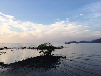 Scenic view of sea against cloudy sky