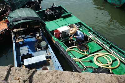 High angle view of boat in sea