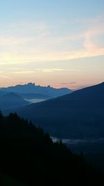 Scenic view of landscape against sky at sunset