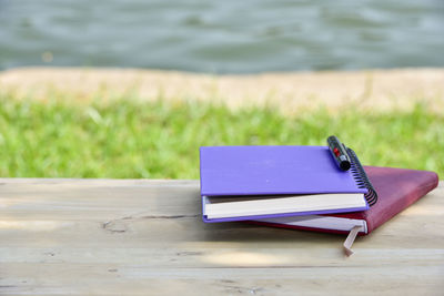 Open book on table