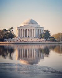 Reflection of jefferson memorial in water
