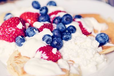 Close-up of fresh dessert in plate