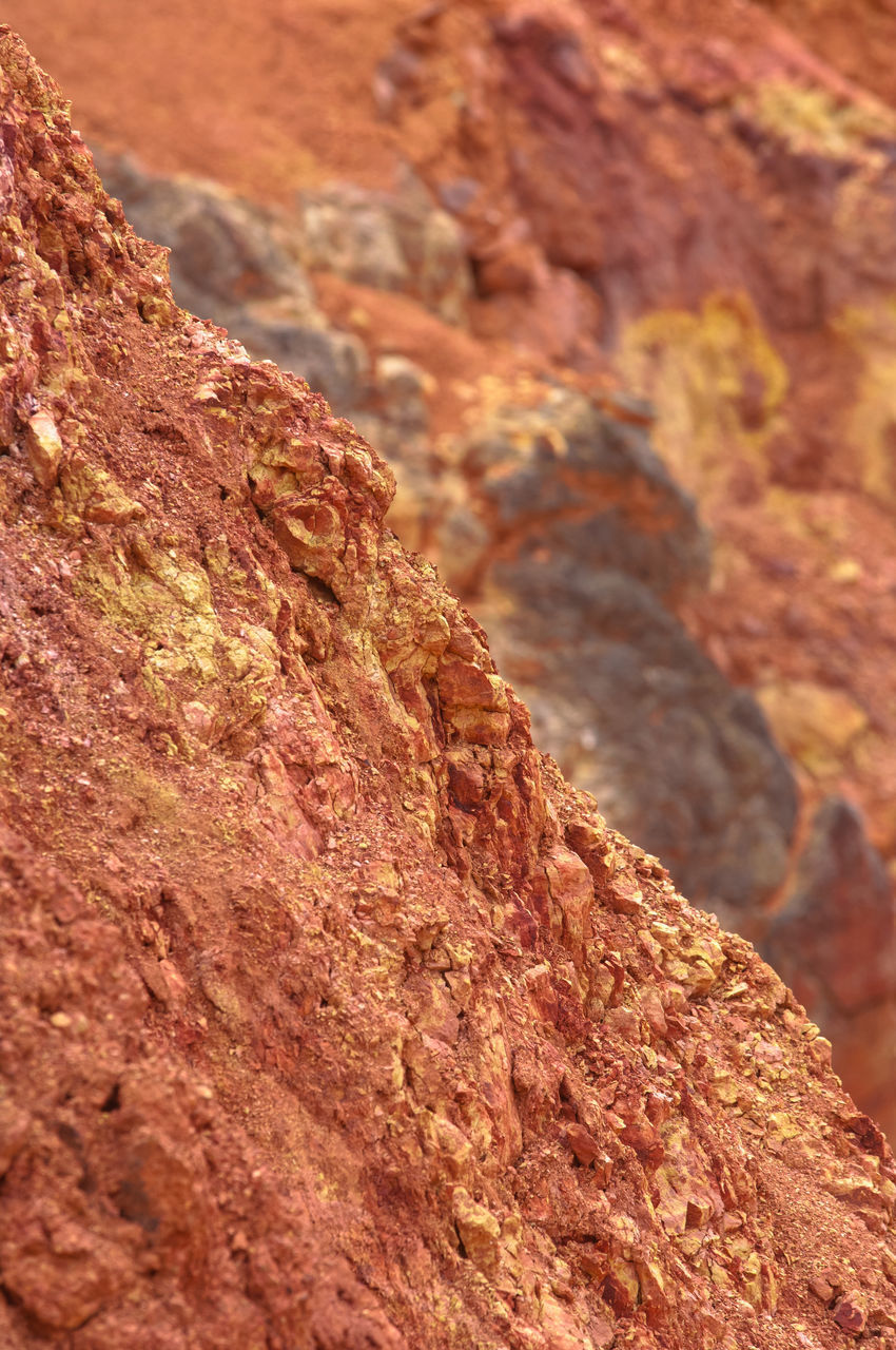 CLOSE-UP OF ROCK FORMATION ON DESERT