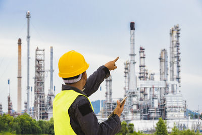 Man working on mobile phone