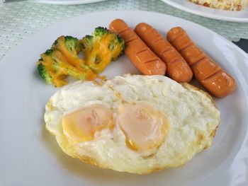 Close-up of breakfast served in plate