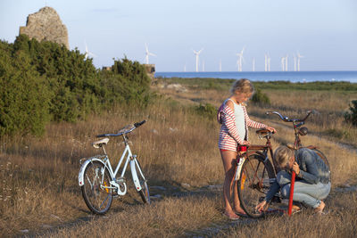 Girls cycling, oland, sweden