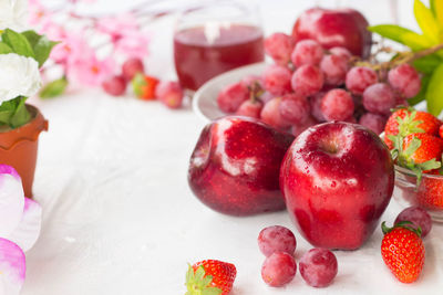 Close-up of strawberries on table