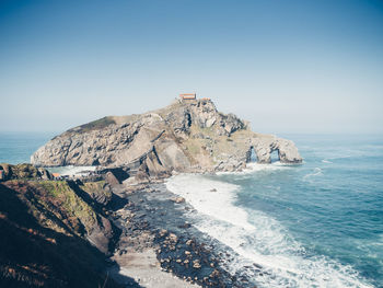 Scenic view of sea against clear sky