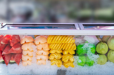 Close-up of multi colored for sale at market stall