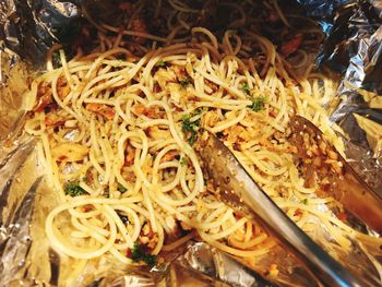 Close-up of noodles in plate