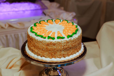 Close-up of cake at table