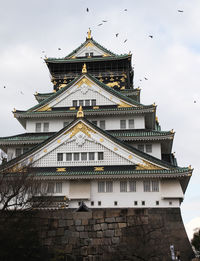 Low angle view of temple building against sky