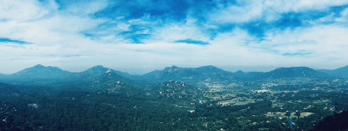 Scenic view of mountains against sky