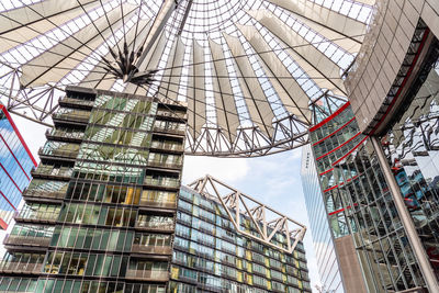 Low angle view of modern building against sky