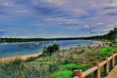 Scenic view of beach against sky