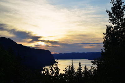 Silhouette of mountains at sunset