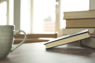 Close-up of book on table