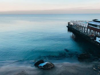 High angle view of beach against sky