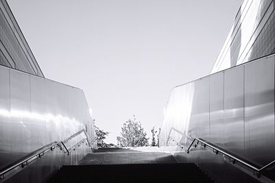 Low angle view of staircase against clear sky