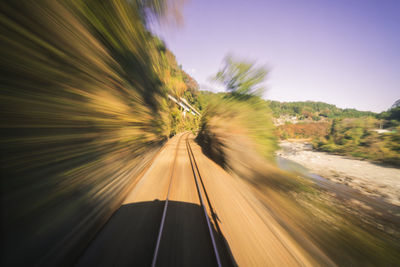 Blurred motion of train against sky