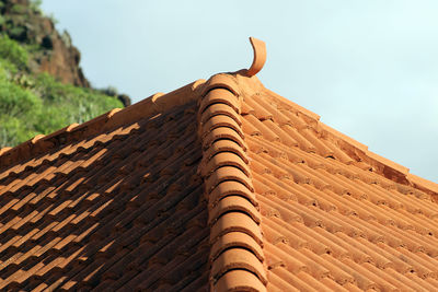 Low angle view of roof of building against sky