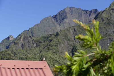 Low angle view of mountain against clear sky