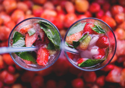 Close-up of fruits in glass