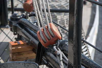 High angle view of bicycle wheel