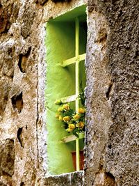 Built structure against wall