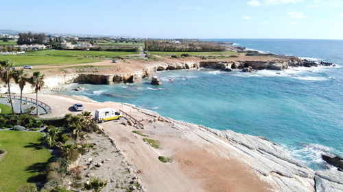 Scenic view of beach against sky
