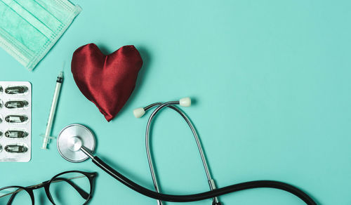 Close-up of heart shape on table