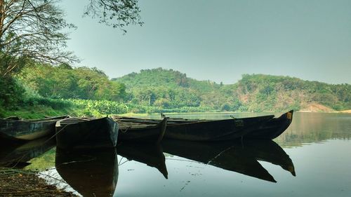 Scenic view of lake against clear sky