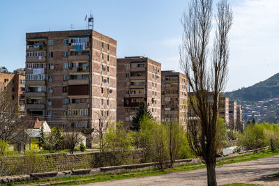 Dilijan, armenia - april 25, 2022 - residential buildings on getapnya street along agshtev river