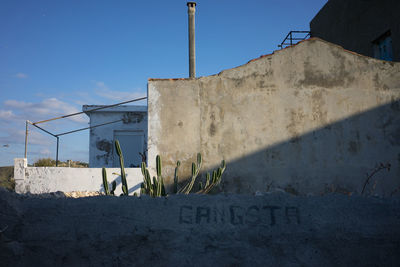 Low angle view of construction site against sky